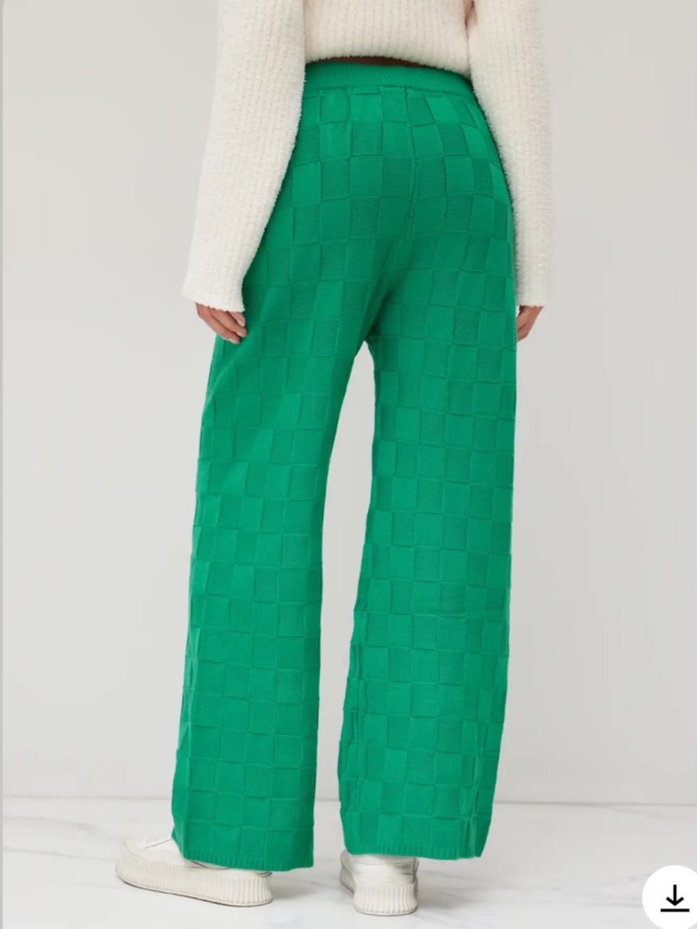Cider SOLID KNITTED HIGH WAIST STRAIGHT LEG TROUSERS in Green - Picture 8 of 8